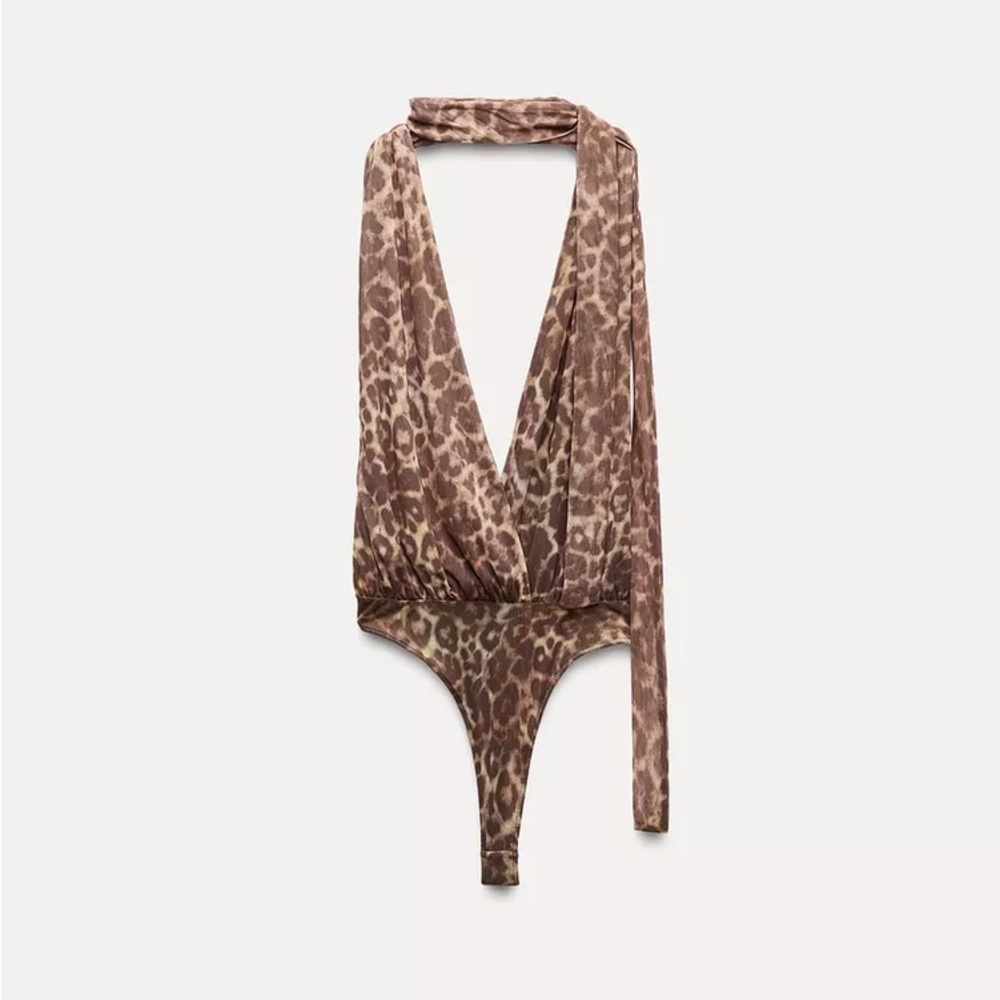 NWT. Zara TULLE FOULARD BODYSUIT size M - L